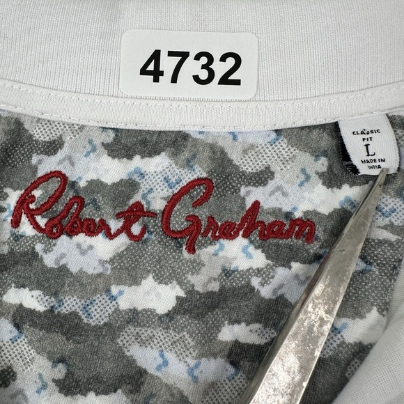 Robert Graham White Polo Shirt Men Large Embroidered‎ Skull Soft Supima Cotton - Picture 5 of 12